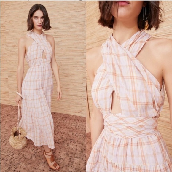 NWT Ulla Johnson Noelle dress lavender orange cross front open back bow 0 - Picture 1 of 11